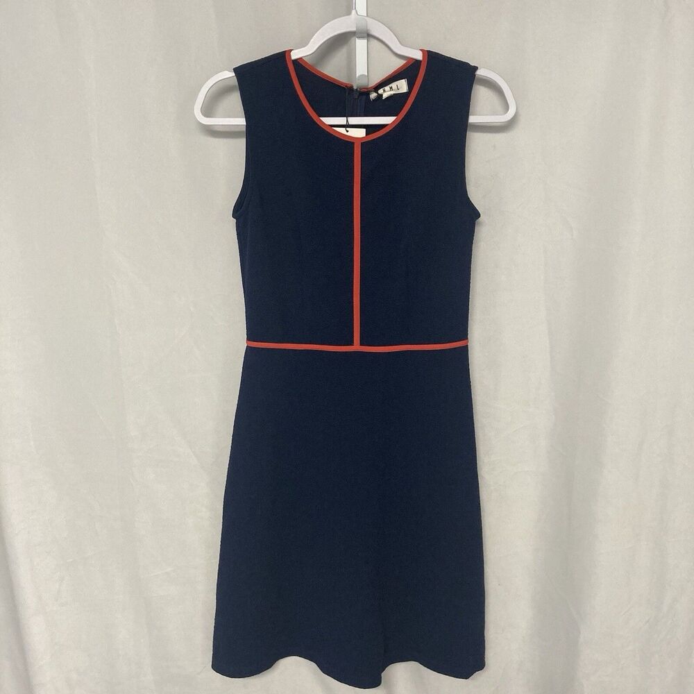 THML blue orange textured scoop neck sleeveless shift dress S